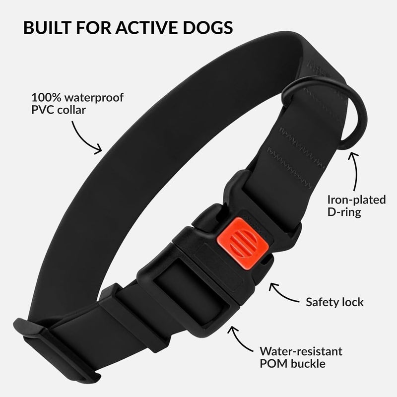 CollarDirect Waterproof Dog Collar - Silicone, Plastic Collar, Odor-Resistant, Easy to Clean, for Large, Medium, Small Dogs - Adjustable Collar with Breakaway Buckle (Neck Fit 14"-18", Black) - Image 2